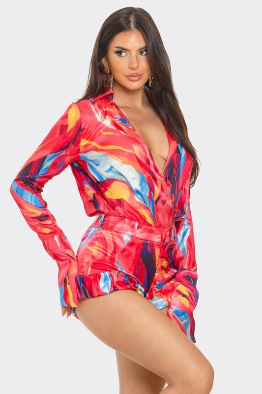 2Pcs Bodysuit & Shorts Set